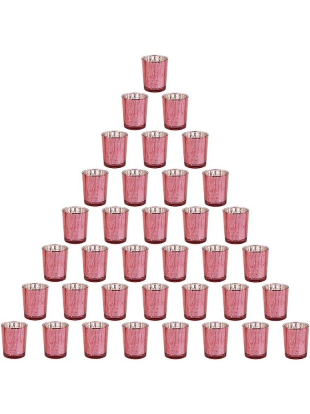 Elegant Pink Mercury Glass Tea Light Holders - Set of 36 for Weddings & Home